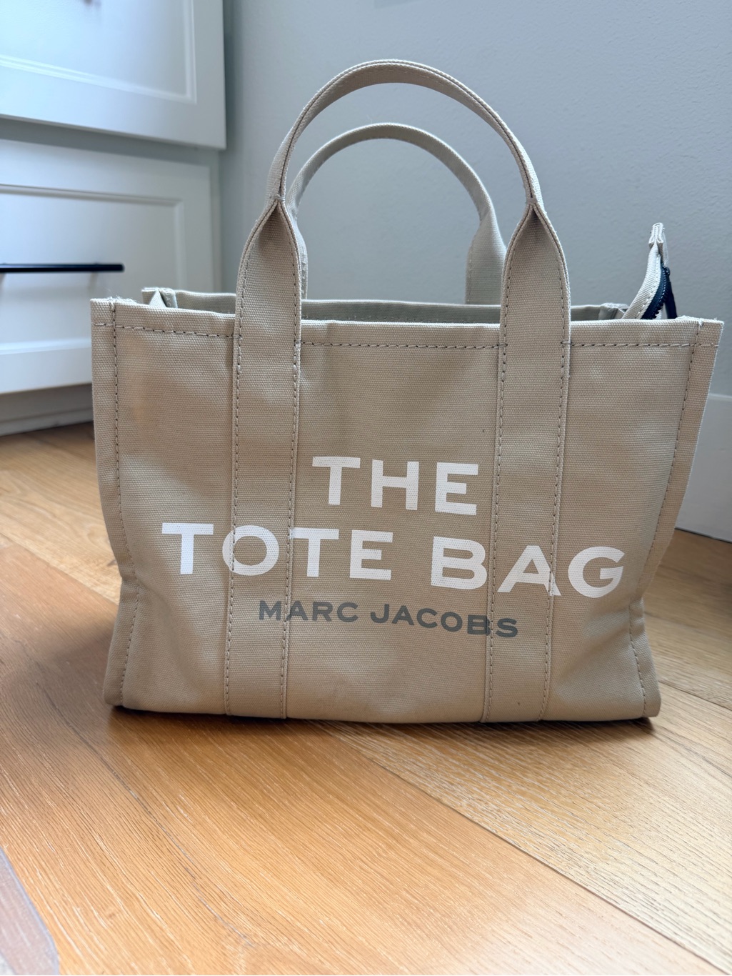 Marc Jacobs Beige Canvas Tote With White Logo